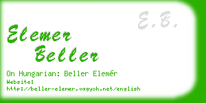elemer beller business card